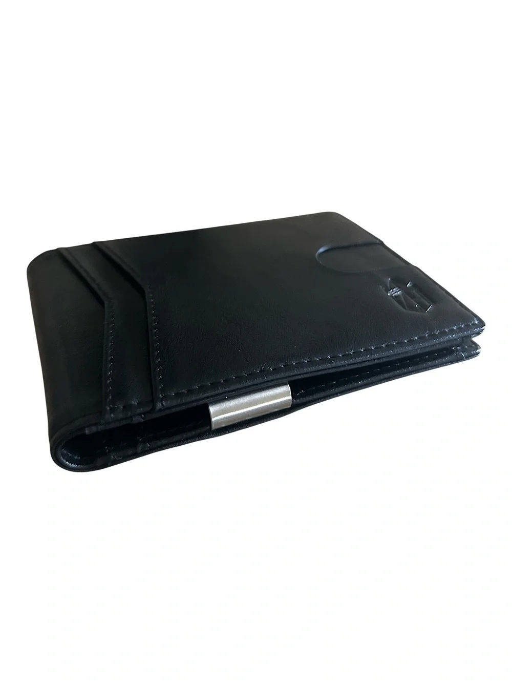 Slim Black Leather Money Clip Card Wallet - Minimal Men's Accessory